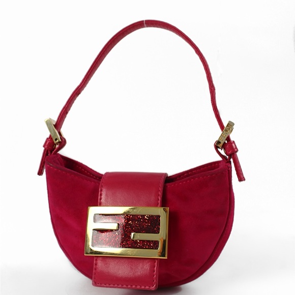 Fendi 💝 Pink Suede Mini Croissant Bag - Picture 4 of 10